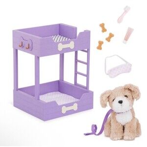 Our Generation Pup Bunks Pet Dog Plush & Bunk Bed Home Furniture Accessory Set